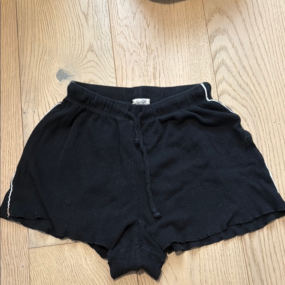 John Galt Black Waffle shorts with white stripe